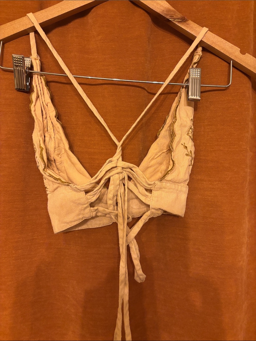 Free People Embroidered Triangle Bralette in Tan - Picture 2 of 2